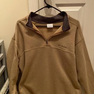 Columbia 1/4 Zip Sweater - Mens L - Tan